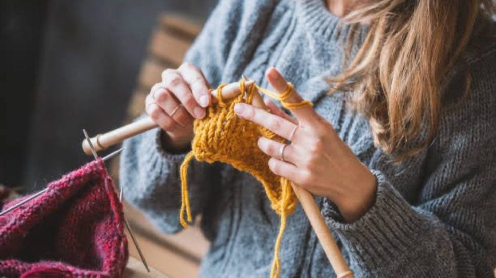 Woman knitting